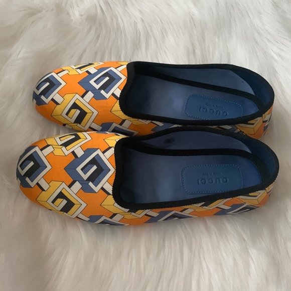 GUCCI Voyage Travel Sain Slippers in Orange/Navy Blue Size US8/EURO38 - Picture 3 of 8